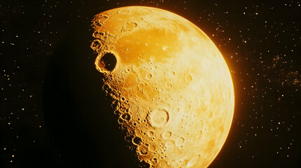 golden planet 3d illustration