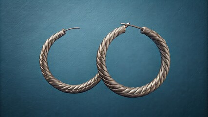 Sticker - Pair of silver hoop earrings with a twisted design