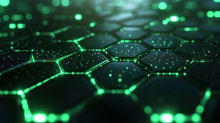 Wall Mural - abstract green glowing hexagon pattern