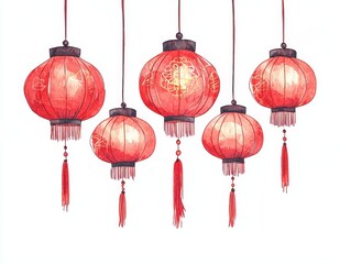 A vibrant display of red lanterns hanging gracefully, embodying festive spirit and cultural richness.