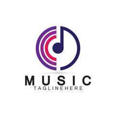 Sticker - Music vector logo illustration design template