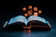 © Sanchai - Pixel art of an open book with glowing symbols emerging, symbolizing knowledge in retro 8-bit style