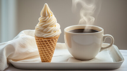 Soft serve ice cream and coffee