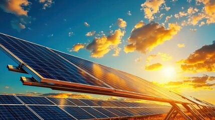 Leinwandbilder - Explore the impact of solar panels under a clear blue sky for sustainable energy solutions
