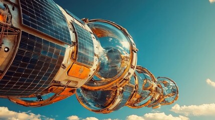 Leinwandbilder - Exploring the benefits of solar energy a close-up view of solar panels under a clear blue sky