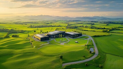 Aufkleber - Harnessing solar energy the functionality and benefits of a solar power plant in a scenic green field