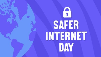 Wall Mural - happy safer internet day with padlock silhouette