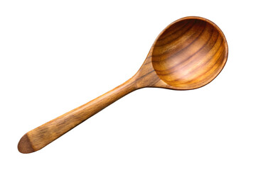 Handcrafted wooden spoon isolated on transparent background for culinary arts and rustic kitchen design projects featuring natural utensils and organic cooking tools