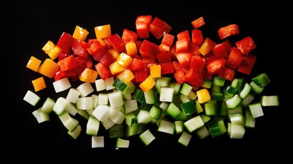 Sticker - Chopped Vegetables on Black Surface