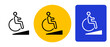 © bakhtiarzein - Wheel chair friendly sign symbol disabled access sticker banner emblem ramp icon yellow blue color