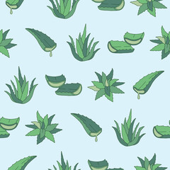 Collection of Aloe Vera Vector Seamless Pattern illustration for Print, Wallpaper, Decoration.