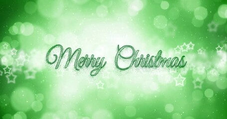 Wall Mural - merry christmas greetings card loop green background.