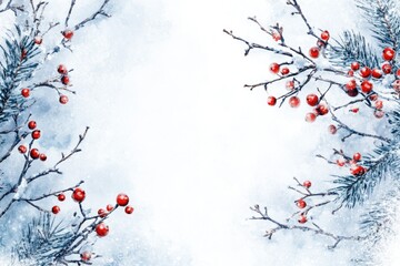 Wall Mural - Tree branch with red berries