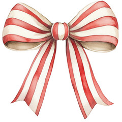 Wall Mural - Whimsical red and white striped Christmas bow, perfect for festive decorations and holiday crafts, adding cheerful touch to any celebration