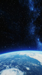Wall Mural - 3d planet earth in space universe with shiny star dark blue technology science background with copy 