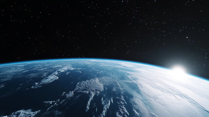 Wall Mural - 3d planet earth in space universe with shiny star dark blue technology science background with copy 