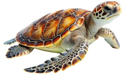 Sea turtles isolated on a transparent background, Ocean animal