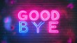 © uuhouse - Good Bye Retro Neon Sign on Trendy Background. AI Generative