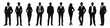 © Pixel Pine - Business professionals in formal attire, vector illustration. Group of men and women in suits standing confidently, representing corporate and office settings.