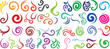 © Arafat - Colorful abstract swirls and curls vector set, featuring vibrant spiral, wave, and twirl designs. Ideal for swirl, spiral and curl for decorative projects, digital art, and graphic design elements