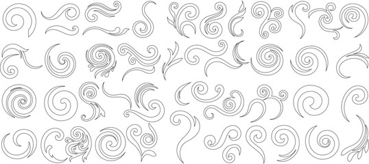 Wall Mural - swirl elements, decorative flourishes, and intricate line collection for art, design, and tattoo ins