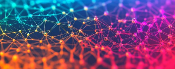 Diverse tech web, holographic nodes, vibrant interconnected flow
