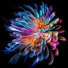 Wall Mural - a vibrant explosion of colors and light creates a mesmerizing abstract masterpiece. emphasizing flui