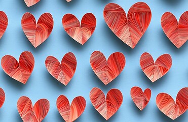 Canvas Print - 3D paper hearts pattern, seamless