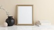 © PLATİNUM - Minimalist Decor with Blank Frame and Vase on Marble Surface