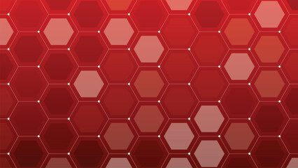 Wall Mural - abstract digital red hexagon science technology background