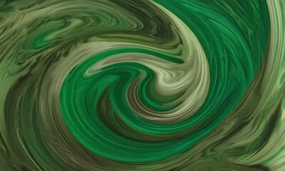 Wall Mural - emerald vortex: abstract swirling green and beige hues