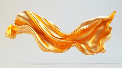 Canvas Print - A smooth, flowing golden fabric draped elegantly in mid-air, showcasing a sense of motion and luxury.