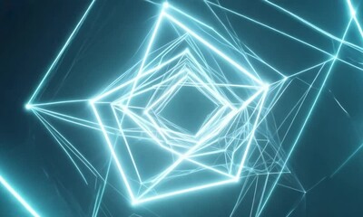 Wall Mural - abstract teal neon tunnel: a mesmerizing digital rendering of a glowing teal neon tunnel, featuring 