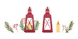 © Mariia Mazaeva - Winter Christmas lanterns,  decor in flat vector design. Merry holiday. elements set.