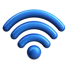 blue wi fi symbol 3d render icon in cartoon plastic style minimal isolated on transparent white back