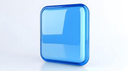 Wall Mural - blank mobile application icon, button - blue square with round corners. 3d rendering, white backgrou