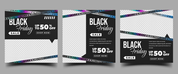 Wall Mural - black friday sale social media post template design collection