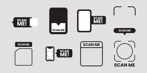 QR codes for smartphone. QR code with inscription scan me with smartphone. Scan me icon. Scan qr code icon for payment, mobile app and identification. Vector illustration.