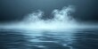 © Nijat - A dark, mysterious night scene with a water surface glowing neon. Smoke swirls above, while spooky white light shines from beneath the water.  A misty fog adds to the eerie atmosphere.