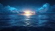 © Emile - dark lake with glowing neon lines 3d rendering