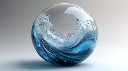 Wall Mural - flowing glossy pattern glass ball 3d rendering