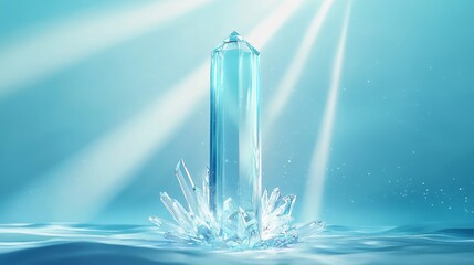 Wall Mural - Displayed against a blue background, this crystal trophy has ample copy space.