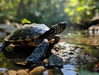 Wall Mural - Turtle basking in the sun