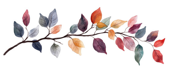 Wall Mural - A colorful leafy branch with a variety of colors. transparent background