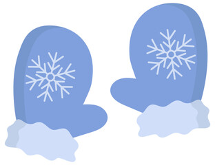 Wall Mural - Flat icon of winter mittens with snowflake isolated in white background.