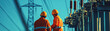 © AGCreative - Electrical engineers troubleshooting high voltage systems in safety gear. scene captures their focus and teamwork in vibrant industrial setting