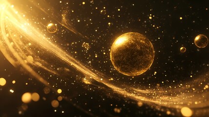 digital technology space starry golden planet illustration poster background