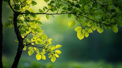 Canvas Print - Sunlight shines through the leaves of a tree, creating a bright, green glow.