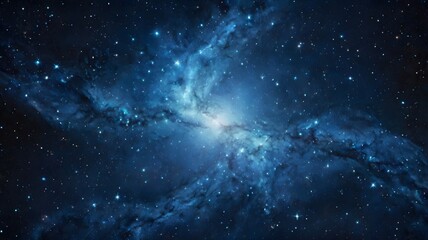cosmic nebula swirling blue galaxy sky, twinkling stars on night light. mystery & wonder of science 