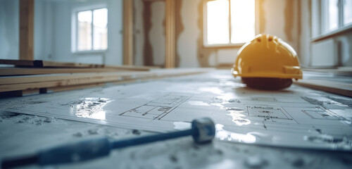 Aufkleber - Blueprint, tool, construction site, Home renovation contractors.
